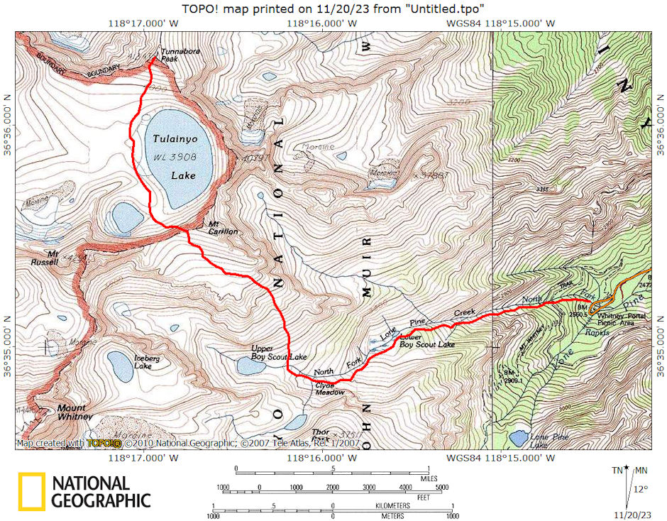 Tunnabora Peak route map 1976