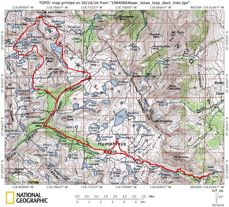 Bear Lakes Loop Deck Trek Route Map
