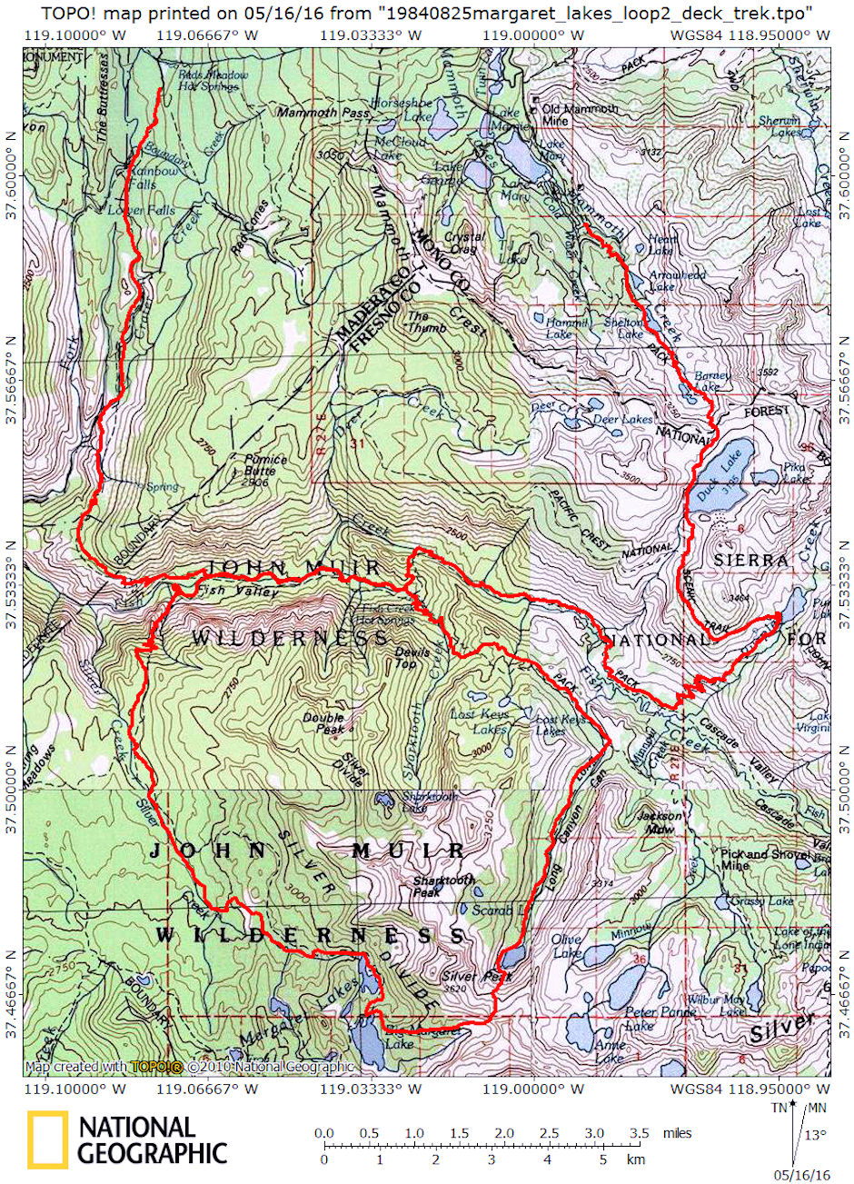 Margaret Lakes Loop Route Map