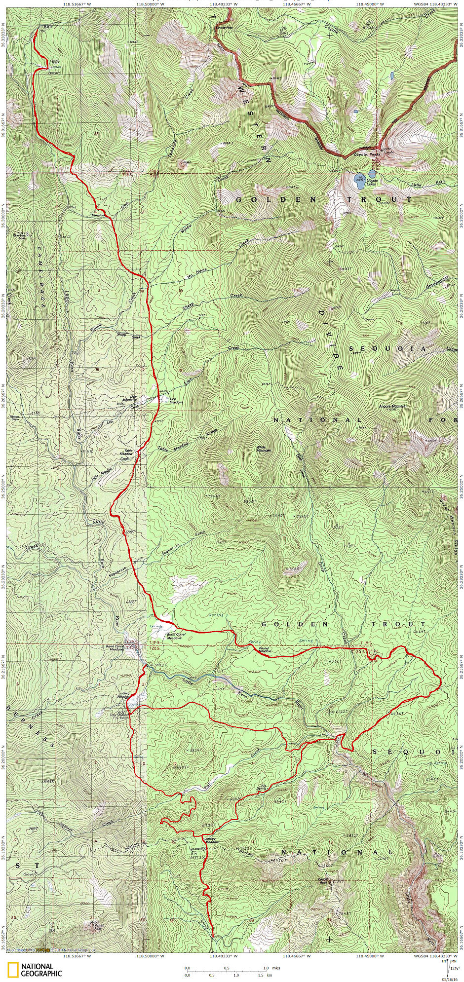Little Kern River Loop Deck Trek Map