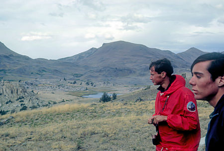 Bob Johnson and Kevin Twohey at Emigrant Pass - High Emigrant Lake in the background - Hoover Wilderness - Aug 1966