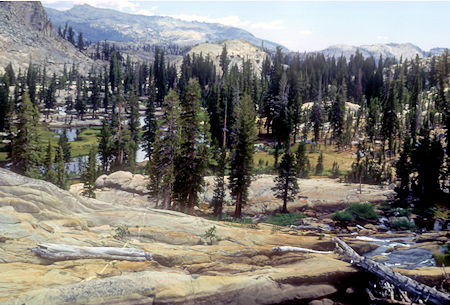 View below Emigrant Lake from its outlet - Emigrant Wilderness - Aug 1966