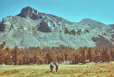 Lying Head mountain (left) and Mount Dana (right) from Dana Meadows near Tioga Pass - Sep 1962