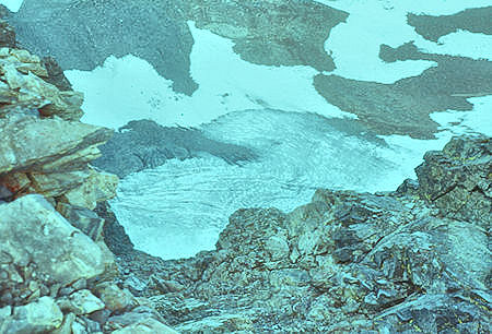 Dana Glacier from Mount Dana ridge near top of Mount Dana - Sep 1962