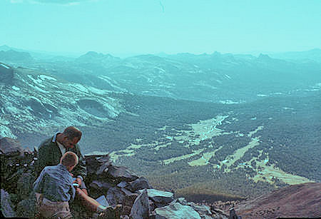 View west from top of Mount Dana toward Tuolumne Valley and Cathedral Range - Sep 1962