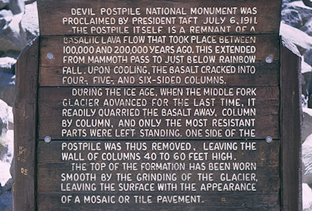 Devil's Postpile Information - Devil's Postpile National Monument 27 Aug 1966