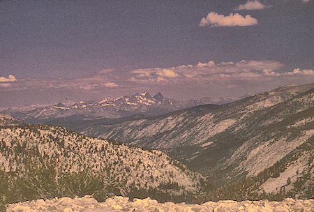 Fish Valley, Mt. Ritter and Banner Peak from Silver Pass Trail - John Muir Wilderness 23 Aug 1967
