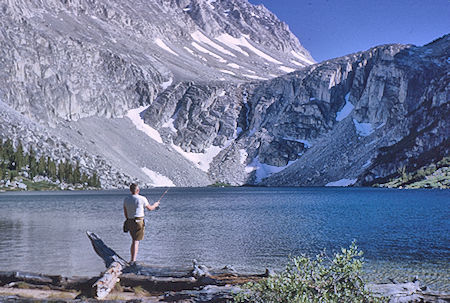 Bob Brooks fishing Fourth Recess Lake - John Muir Wilderness 12 Aug 1962