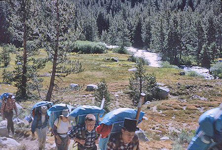 On trail along Mono Creek - John Muir Wilderness 13 Aug 1962