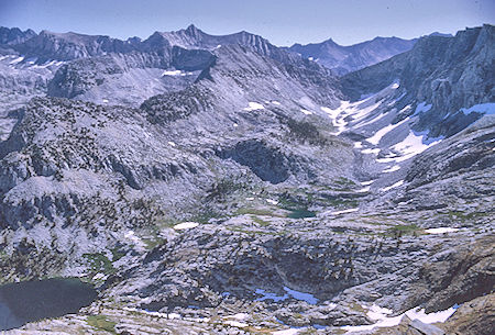 View upstream of Marion Lake (lower left) - Kings Canyon National Park 28 Aug 1969