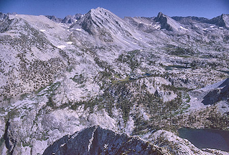 Dumbbell Pass, Lake Basin from 'Red Point' - Kings Canyon National Park 28 Aug 1969