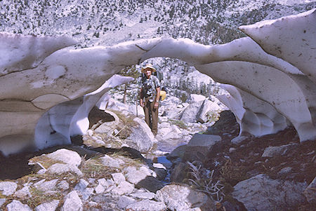 Snow bridge over the trail, Gil Beilke - Kings Canyon National Park 28 Aug 1969