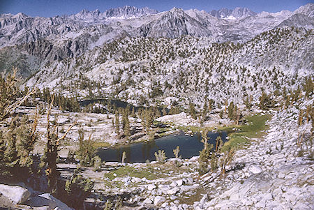 Palisades (skyline) and lakes from near top of Windy Ridge - Kings Canyon National Park 28 Aug 1969