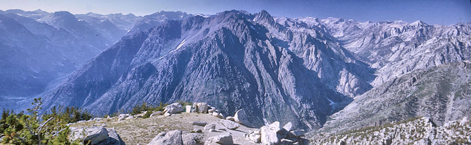 Goddard Canyon (left), LeConte Canyon (right) from Windy Ridge - Kings Canyon National Park 28 Aug 1969