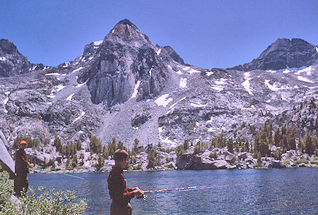 Fishing at upper Rae Lake, Painted Lady, Glen Pass - Kings Canyon National Park 23 Aug 1963