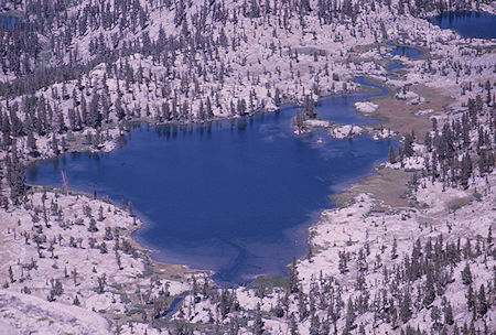 A lake near Rae Lakes Ranger Station from Fin Dome - Kings Canyon National Park 31 Aug 1970