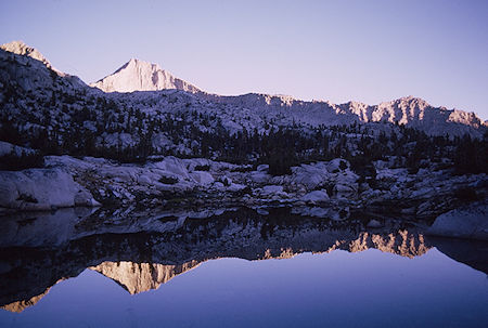 Mount Clarence King sunrise from Sixty Lakes Basin camp - Kings Canyon National Park 01 Sep 1970