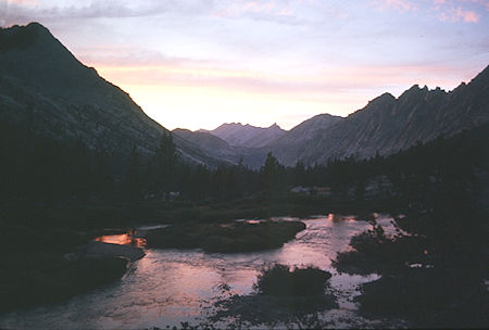 Sunset at camp near Center Basin - Kings Canyon National Park 22 Aug 1971