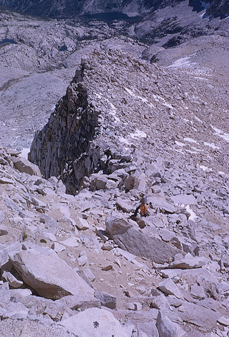 East Lake (top center) from south slope approach to Mt. Brewer - Kings Canyon National Park 27 Aug 1963