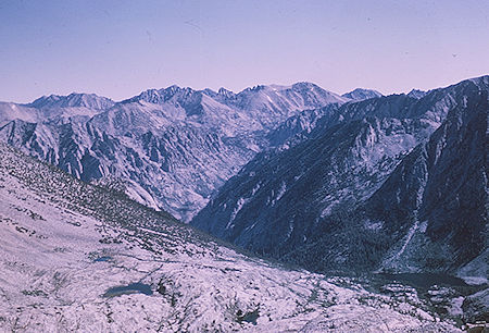 East Lake (lower right) and East Creek valley from Mt. Brewer route - Kings Canyon National Park 27 Aug 1963