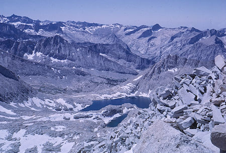South Guard Lake, Coppermine Pass area from Mt. Brewer - Kings Canyon National Park 27 Aug 1963