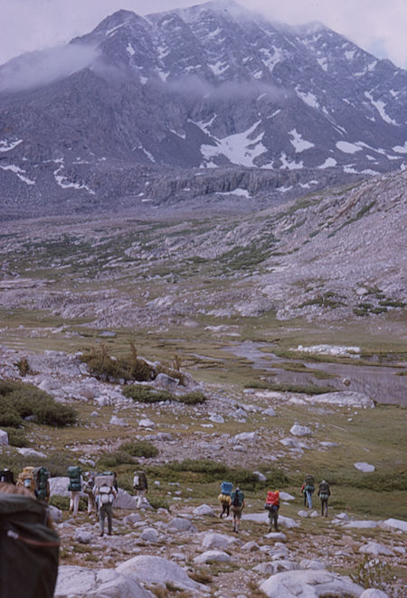 Hitting the trail from Center Basin toward Junction Pass - 17 Aug 1965