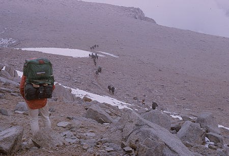 Heading down from Junction Pass toward The Pothole - 17 Aug 1965