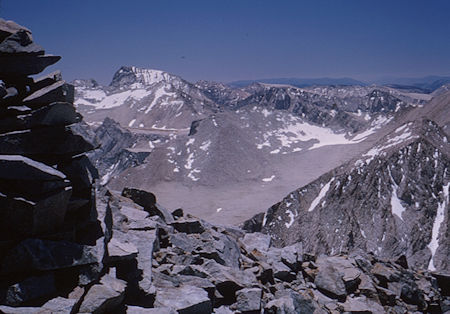 Mt. Whitney with Mt. Russell to its left from top of Mt. Williamson - Jul 1964