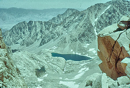 East side view of Consultation Lake from Mount Whitney ridge trail - 24 Jul 1957