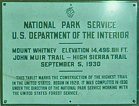 Plaque on top of Mt. Whitney. Note: Actual elevation currently is listed as 14,505'