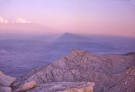 Shadow of Mount Whitney on dessert at sunset - 20 Aug 1965