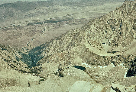 Town of Lone Pine in the trees, Lone Pine Creek from top of Mount Whitney - 24 Jul 1957