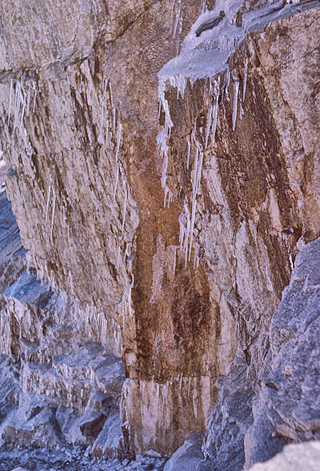 Ice on the trail down from Trail Crest - 21 Aug 1965