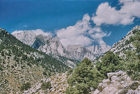 Looking back at Mount Whitney on way home - 25 Jul 1957