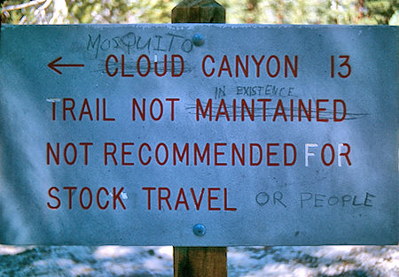 Trail sign at Junction Meadow - Sequoia National Park 31 Aug 1971