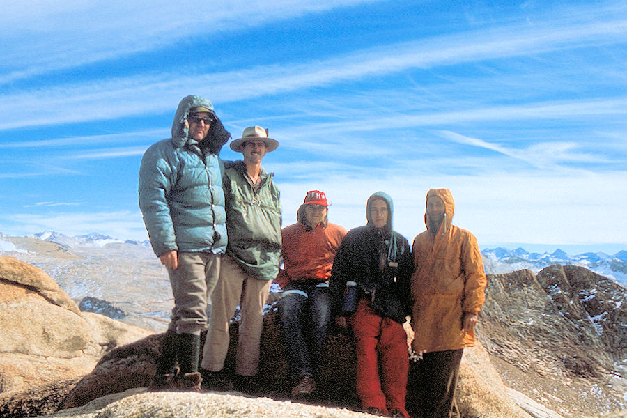 Sierra Nevada - Sequoia National Park - On top of Mt. Silliman - Don Deck, Rick Erb, Brian Jordan, Brian Twohey, Gil Beilke - October 1973