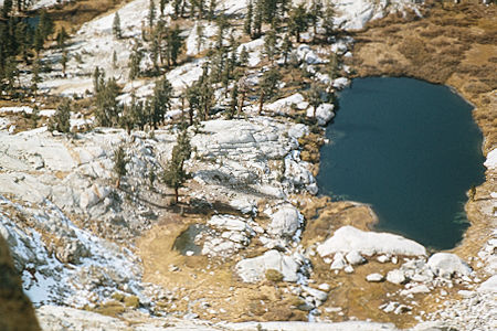 Sierra Nevada - Sequoia National Park - Little Silliman Lake (camp) from top Mt. Silliman - October 1973