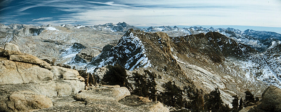 Sierra Nevada - Sequoia National Park - Mt. Whitney & Kaweah's across tableland Southeast from Mt. Silliman - October 1973
