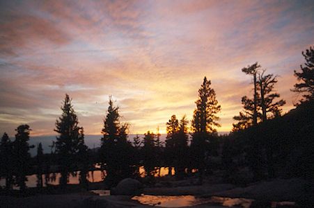Sierra Nevada - Sequoia National Park - Sunset at Little Silliman Lakes - October 1973