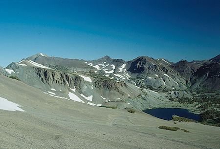 Leavitt Lake and Leavitt Peak from near Leavitt Lake Pass - Aug 1993
