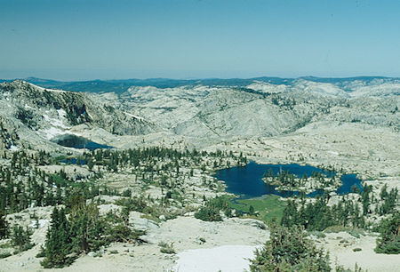 Unnamed lakes and Bear Lake (right) west of Peninsula Lake - Yosemite National Park - Aug 1993