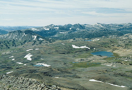 Grizzly Peak, High Emigrant Lake, Snow Lake, etc. from top of Big Sam - Emigrant Wilderness - Sep 1993