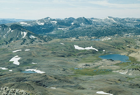 Grizzly Peak, High Emigrant Lake, Snow Lake, etc. from top of Big Sam - Emigrant Wilderness - Sep 1993
