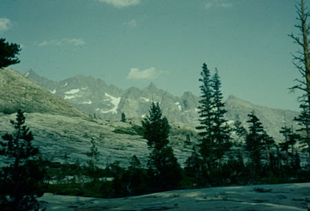 Looking toward Minarets from bench in  Bench Canyon - Ansel Adams Wilderness - Aug 1958