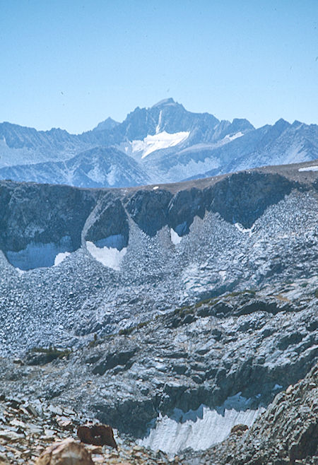 Mt. Mills, Hopkins Pass (right edge) - John Muir Wilderness 29 Aug 1976