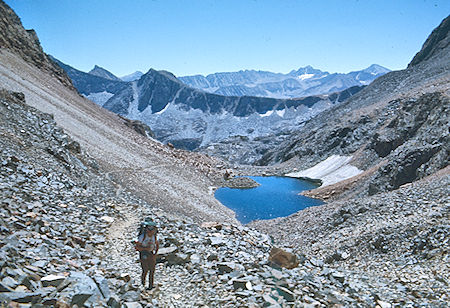 Mt. Crocker, Mt. Mills, Hopkins Pass, unnames lake, Stan Haye - John Muir Wilderness 29 Aug 1976