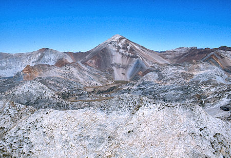 Red Slate Mountain and McGee Pass from Mt. Izaak Walton - John Muir Wilderness 30 Aug 1976