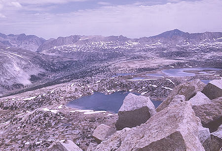 Alsace Lake, Puppet Lake, upper French Canyon, Pine Creek Pass from top of Pilot Knob - 4 Jul 1970