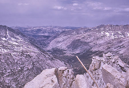 Looking down Piute Canyon below Hutchinson Meadow from top of Pilot Knob - 4 Jul 1970