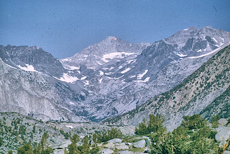 LeConte Canyon, Goddard Divide, Peak 13231, Mt. Fiske from below Knapsack Pass - Kings Canyon National Park 24 Aug 1969
